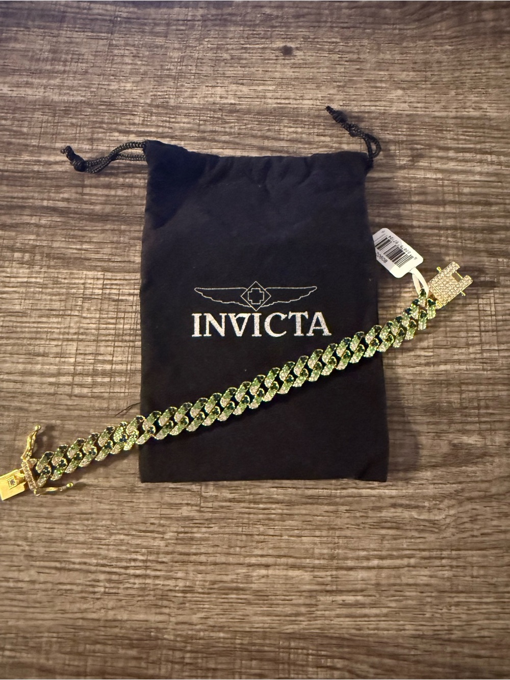 Invicta Elements Men’s XL Drip Chain Gold Tone Bracelet with Green Accents